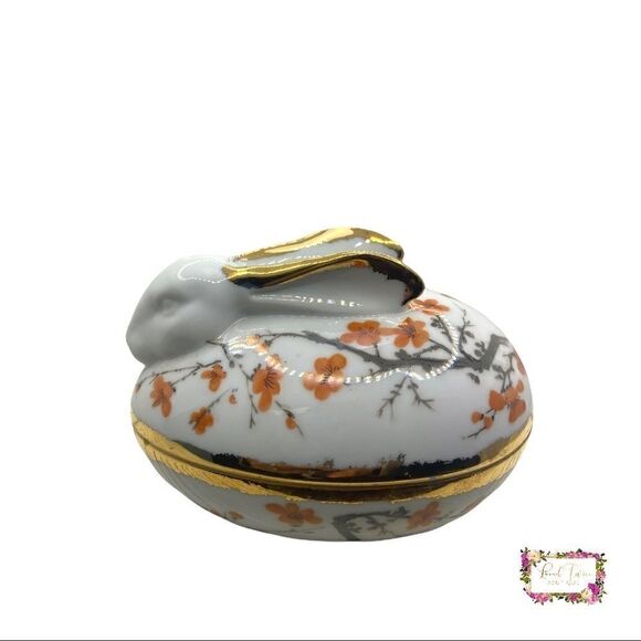 Bunny Rabbit Egg Floral Trinket Box - Picture 13 of 14